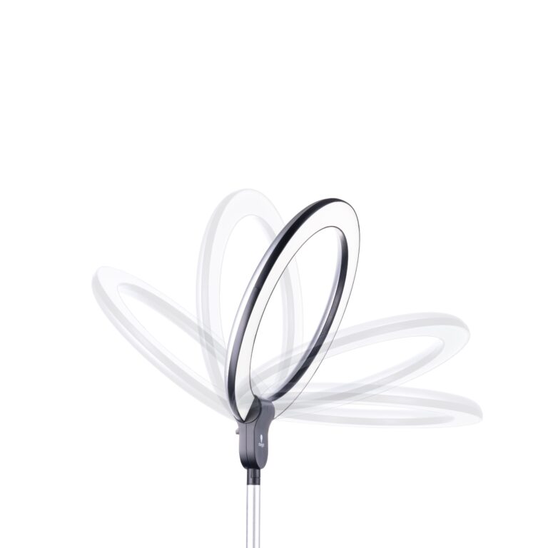 Aura Ring Lamp studio product photograph on a white background, shot for The Daylight Company