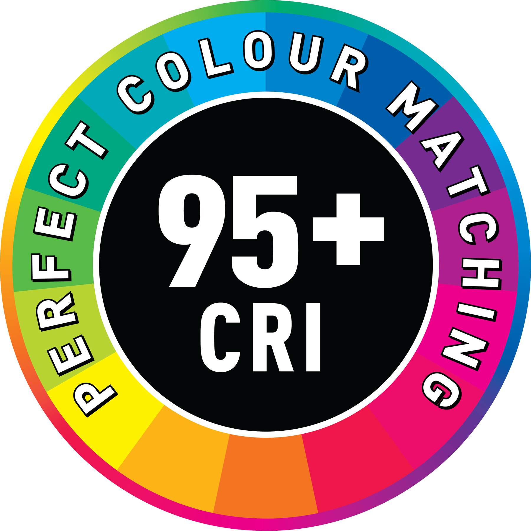 The 95+ CRI badge designed to mark the premium lamps in the Daylight range